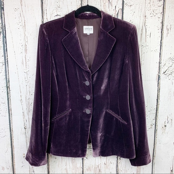 Armani Collezioni Jackets & Blazers - Armani Collezioni Purple Velvet Tailored Blazer